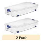 PAIR 66QT STERILITE UNDERBED STORAGE BOX
