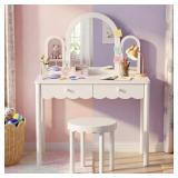 KIDS SCALLOP VANITY & STOOL SET