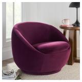 MERLOT VELVET SWIVEL ACCENT CHAIR
