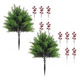 PAIR OF SM TOPIARIES W/RED BERRIES
