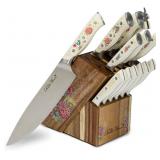 14PC FLORAL KNIFE BLOCK SET