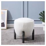 SAFAVIEH IVORY BOUCLE OTTOMAN