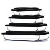4PK GLASS BAKING DISHES W/ LIDS