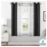 27.5'X63' BLACK & PRINTED SHEER CURTAIN PANEL