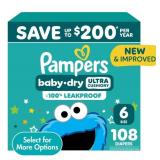 108 CT SZ 6 BABY DRY DIAPERS