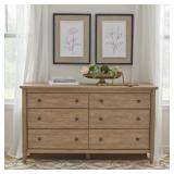 BRUSHED OAK 6-DRAWER DRESSER