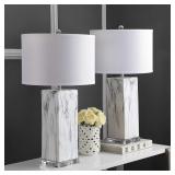 PAIR OF CONTEMPORARY MARBLED CERAMIC LAMPS