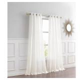PAIR 54X84 IVORY FAUX SILK CURTAINS