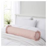 36" STRIPED RUFFLE BOLSTER PILLOW