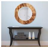 36" WOODGRAIN ROUND MIRROR