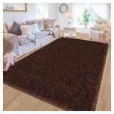 5X8 BROWN SHAG AREA RUG