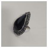 SZ 7 BLACK ONYZ STONE RING