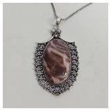 LRG JASPER STONE PENDANT NECKLACE