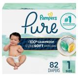 SZ 1 PAMPERS PURE DIAPERS 82CT