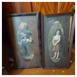 ANTIQUE PRINTS & OAK MIRROR