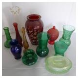 COLORED GLASS VASES & MORE