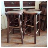 4 WOOD STOOLS