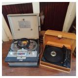RECORD PLAYER, REEL TO REEL & LAMP