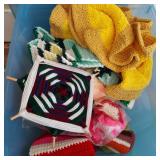 BIN OF CROCHETED SCARVES