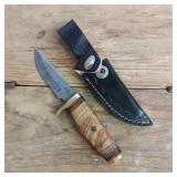 DAMASCUS STEEL FIXED BLADE KNIFE