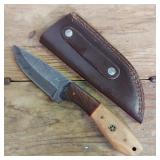 DAMASCUS STEEL FIXED BLADE KNIFE