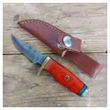 DAMASCUS STEEL FIXED BLADE KNIFE