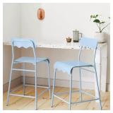 PAIR BLUE METAL STOOLS