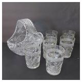CUT CRYSTAL BASKET & TUMBLERS