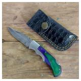 DAMASCUS STEEL POCKET KNIFE