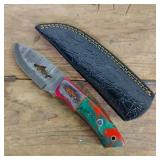DAMASCUS STEEL FIXED BLADE KNIFE