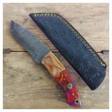 DAMASCUS STEEL FIXED BLADE KNIFE