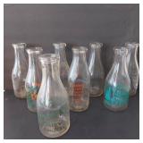 8 VINTAGE DAIRY BOTTLES