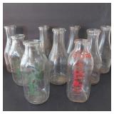 9 VINTAGE DAIRY BOTTLES