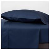 QUEEN NAVY COTTON SHEET SET
