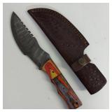 DAMASCUS STEEL FIXED BLADE KNIFE