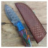 DAMASCUS STEEL FIXED BLADE KNIFE