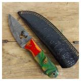 DAMASCUS STEEL FIXED BLADE KNIFE