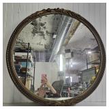 31" ROUND VINTAGE WOOD MIRROR