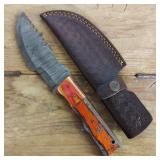 DAMASCUS STEEL FIXED BLADE KNIFE
