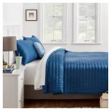 TWIN/TWIN XL NAVY SATIN QUILT