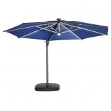 11FT CANTILEVER PATIO UMBRELLA, LIGHTS & BASE