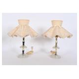 Vintage Glass Boudoir W/ Lace Lamp Set