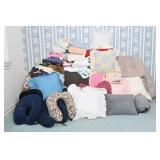 Assorted Pillows, Blankets, Linens