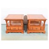 Vintage Wooden Side Table Set