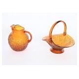 Vtg Anchor Hocking Pitcher & Indiana Basket