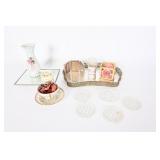 Mirrored Trays, Vase, Picture Frame