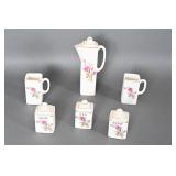 Floral Rose White Ceramic Kitchen Canisters