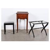 Wooden Nightstand, Footstool & Luggage Rack