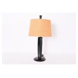 Vintage Black Lacquer Lamp With Beige Shade