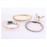 Silver-Plate Trays And Gravy Boat